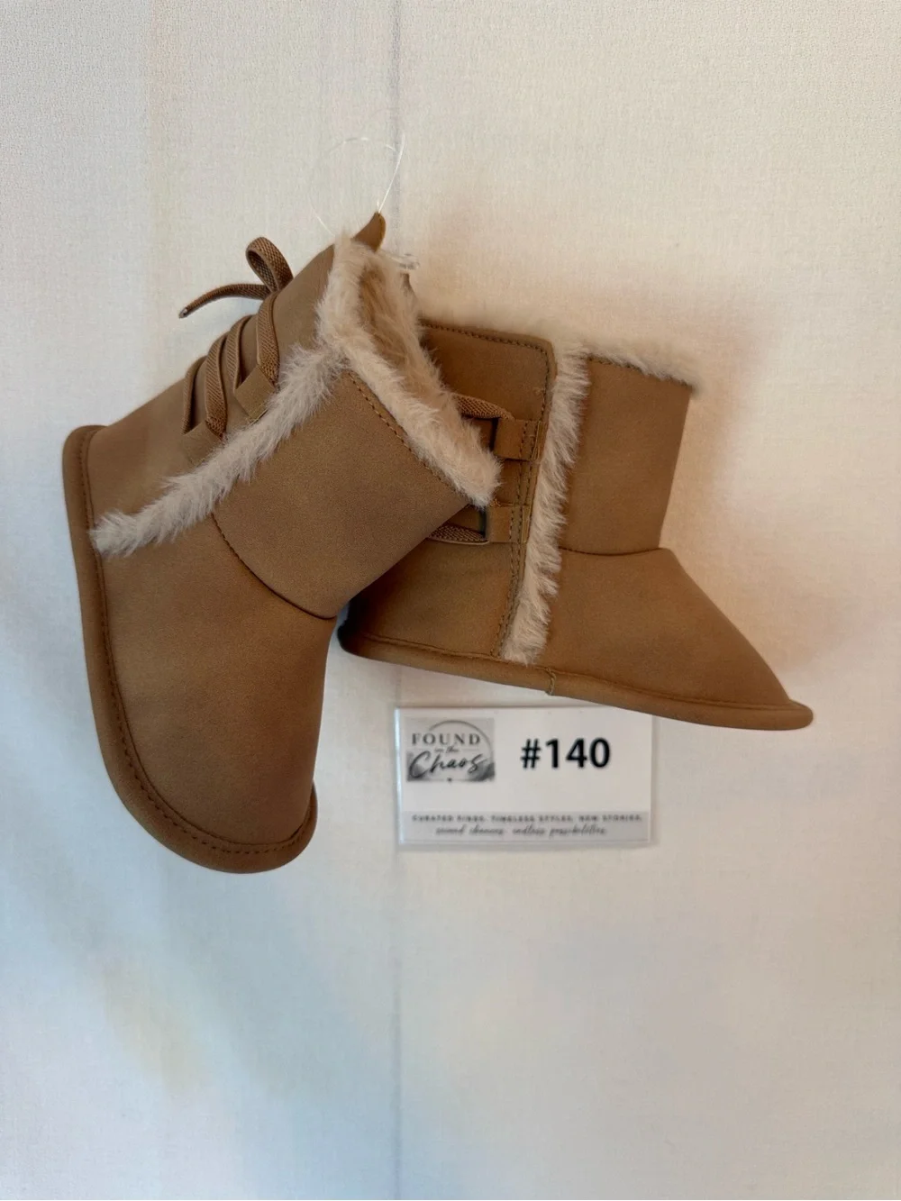 Carter's Tan Faux-Fur Trim Slip-On Booties Size 9-12 months